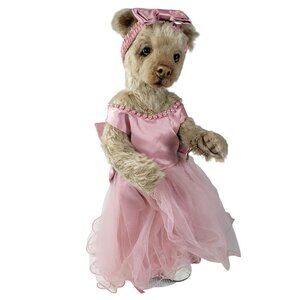 Kats Originals Artist Doll 21" Standing Bear Plush Pink Dress Mohair Handmade
